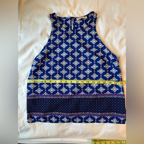a'gaci Tops - A'gaci Navy and White Patterned Top